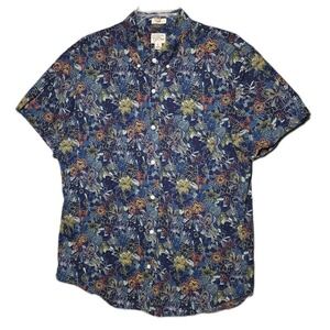 J.CREW  Slim Shirt Men's Large Blue Floral Short Sleeve Button Down